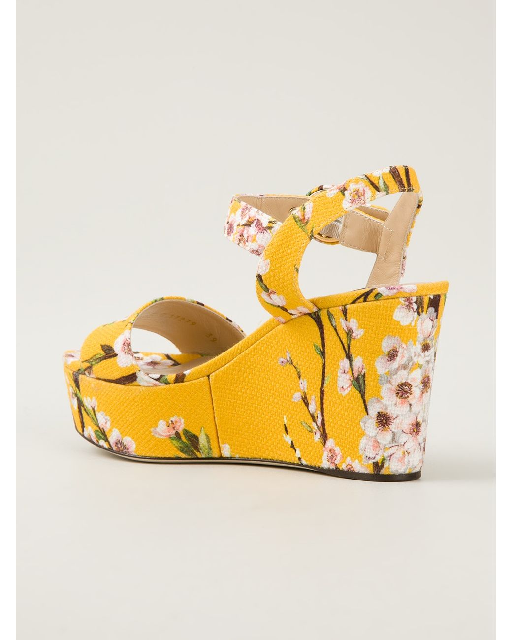 yellow floral wedges