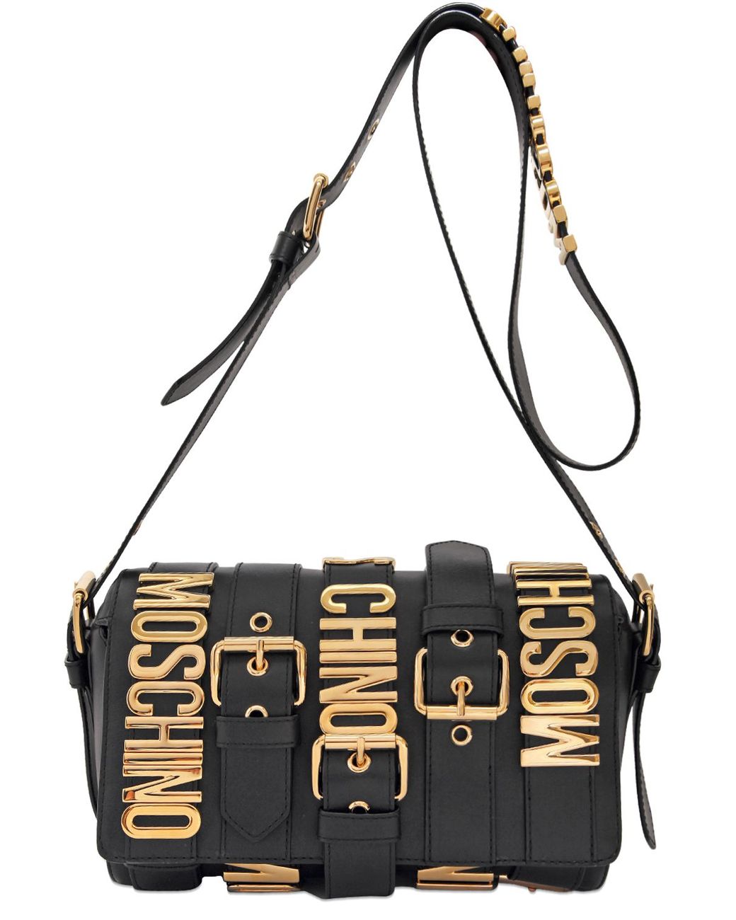 Moschino Logo Lettering Multi Belted Leather Bag in Black Lyst
