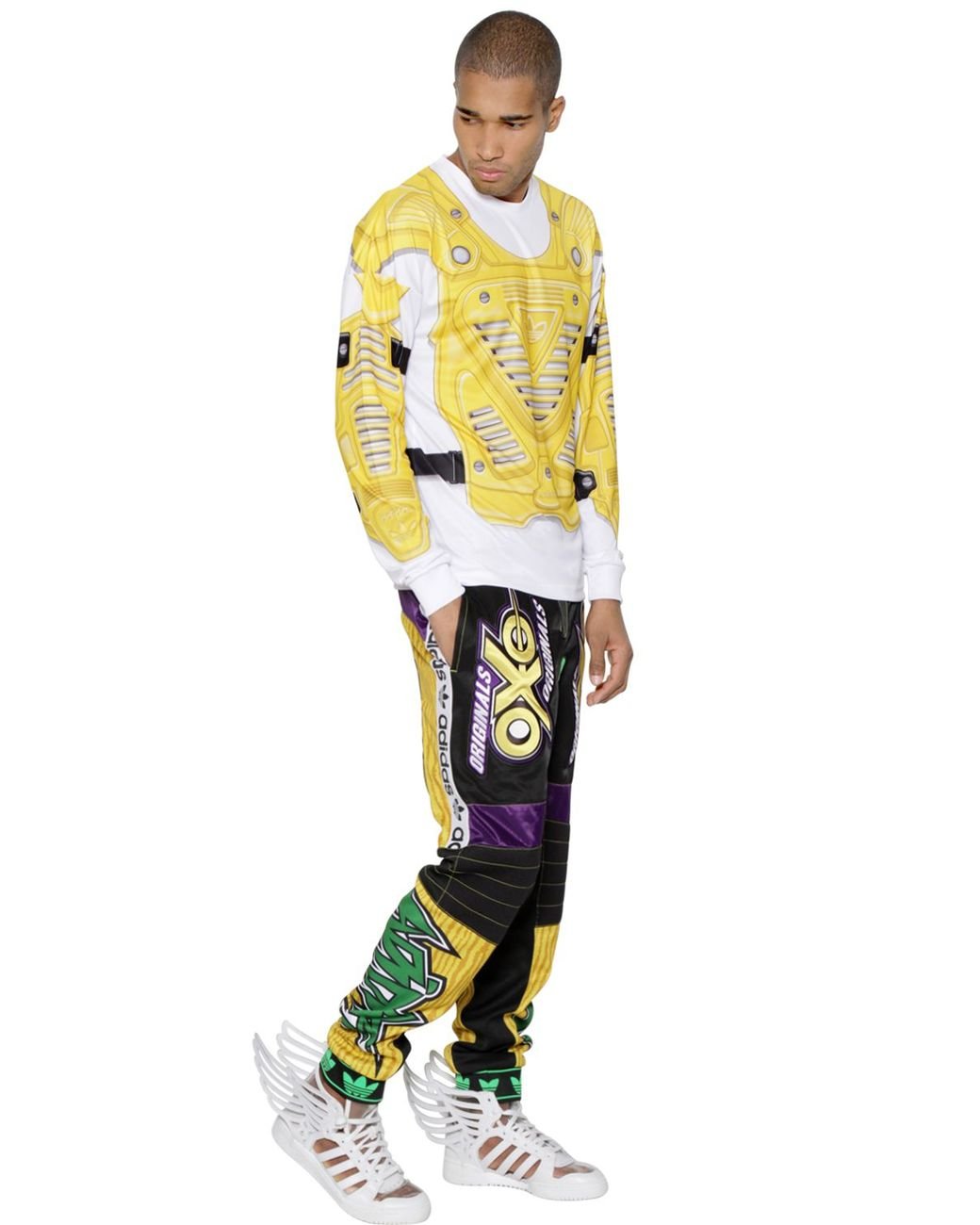 Jeremy Scott for adidas Motor Cross Embroidered Trousers in Yellow | Lyst