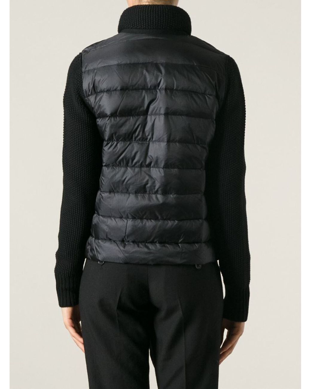 Moncler Padded Cardigan in Black | Lyst