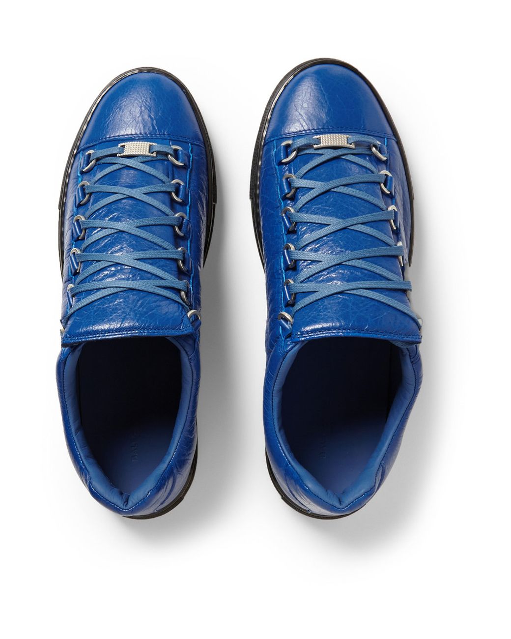 Balenciaga Arena Creased-Leather Sneakers in Blue for Men | Lyst