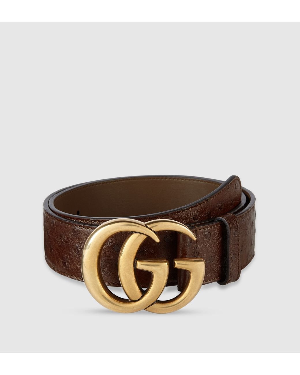 Gucci Ostrich Belt With Double G Buckle in Brown | Lyst
