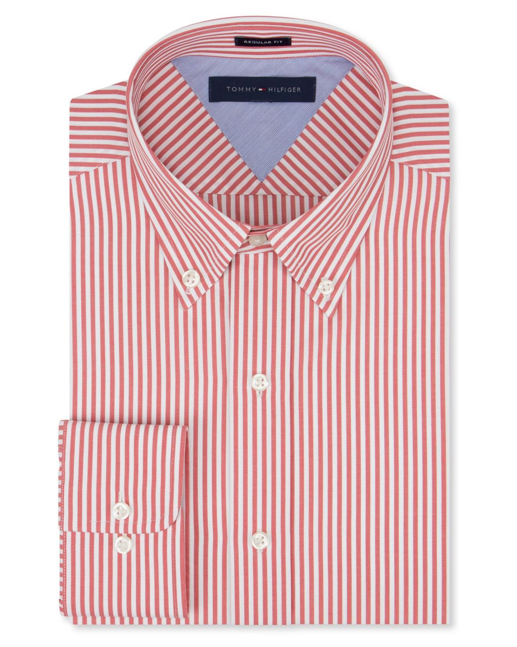 Tommy Hilfiger Red Bengal Stripe Dress Shirt for Men | Lyst