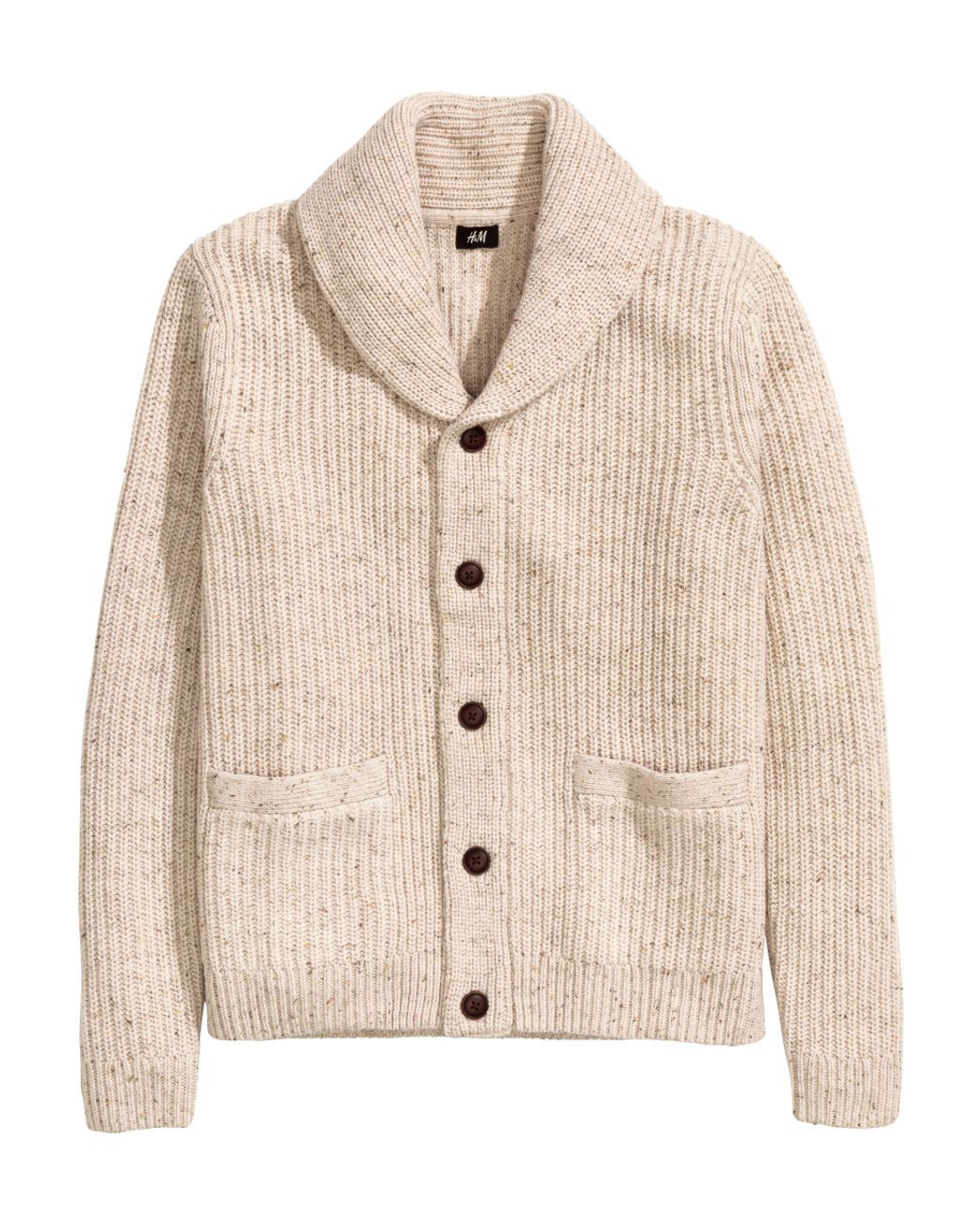 H&M Wool Cardigan With A Shawl Collar in Beige (Natural) for Men | Lyst