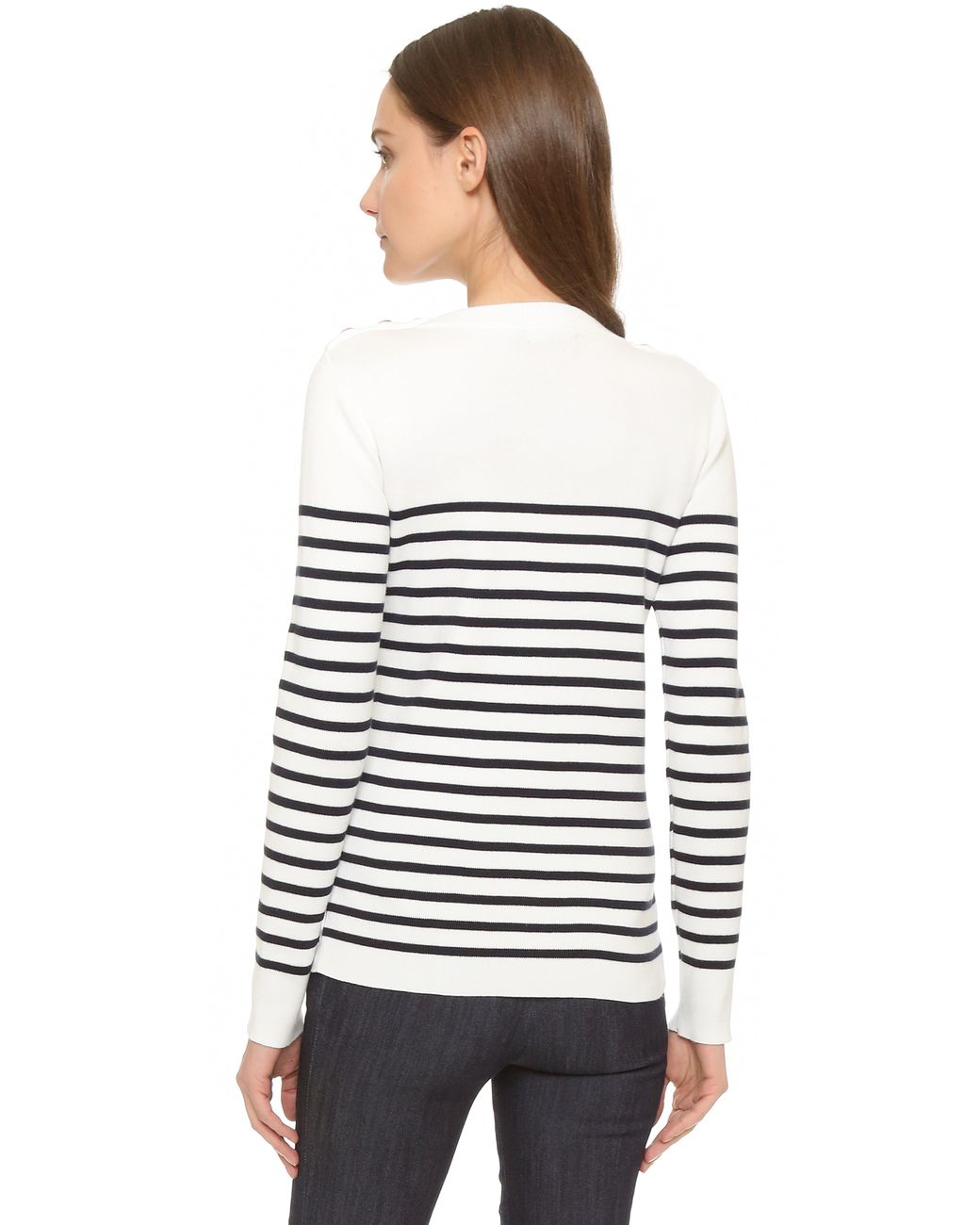 Petit Bateau Knit Striped Sweater in White | Lyst