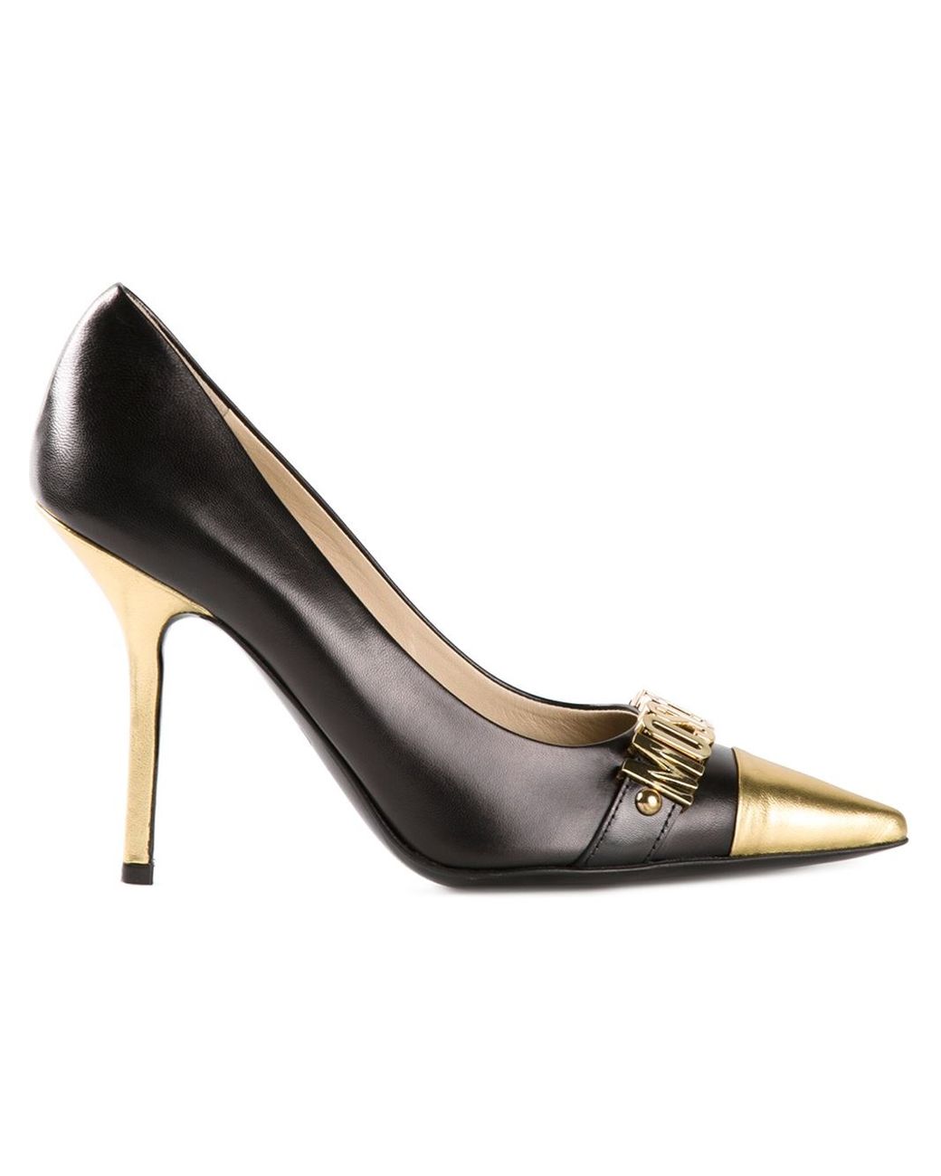 Moschino Logo Pumps in Metallic | Lyst Moschino Logo Pumps in Metallic | Lyst