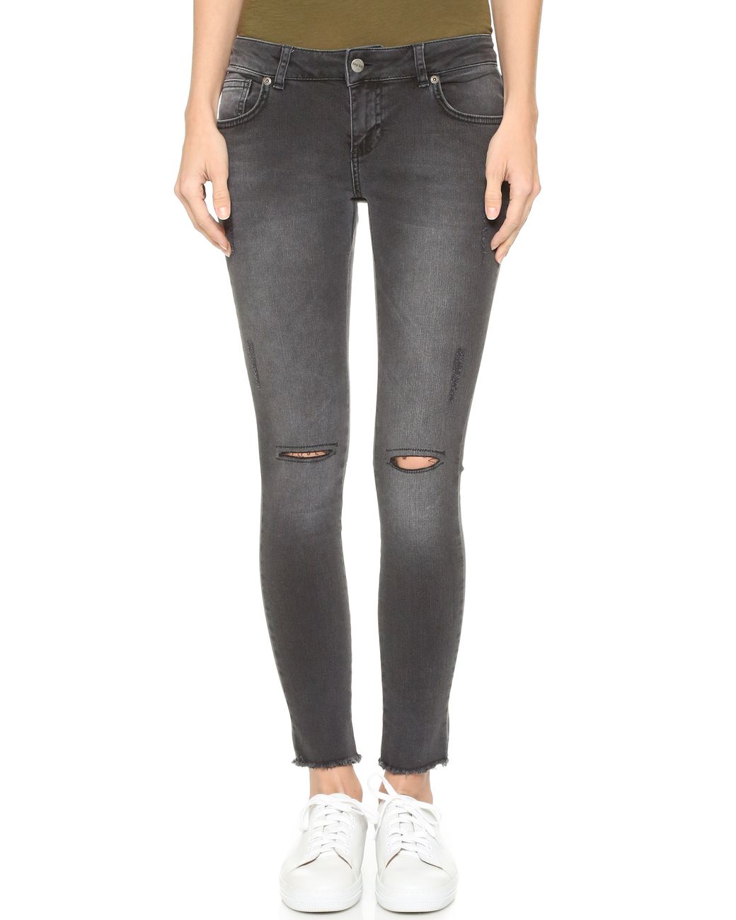 Anine Bing Denim Ripped Jeans in Dark 