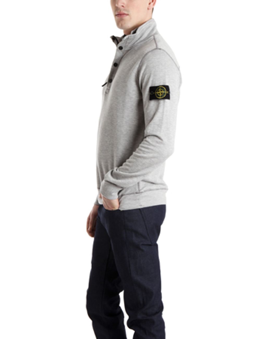 Stone Island Cotton 1/4 Zip Henley Pullover in Grey (Gray) for Men | Lyst