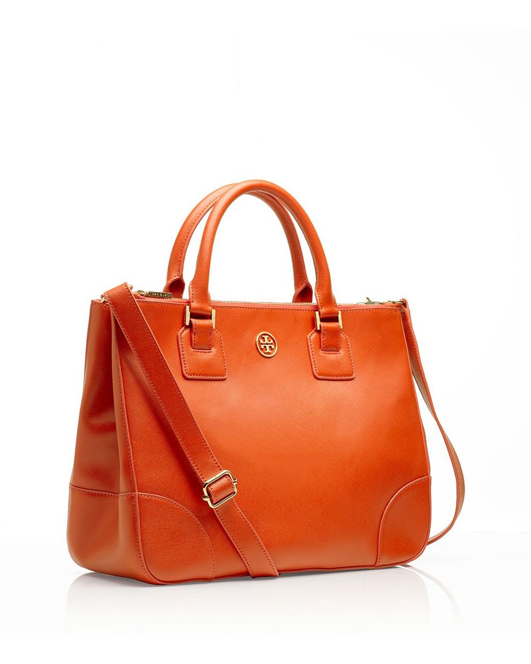 Tory Burch Robinson Small Double-Zip Satchel Bag Poppy Orange Red – Gaby's  Bags