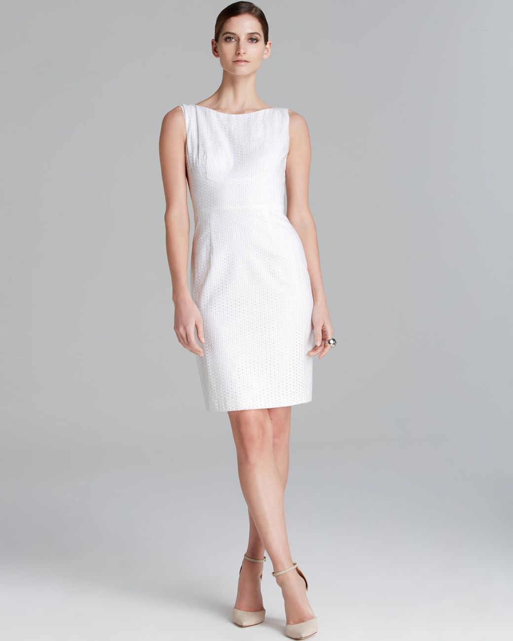 T Tahari Myra Eyelet Sheath Dress in White Lyst