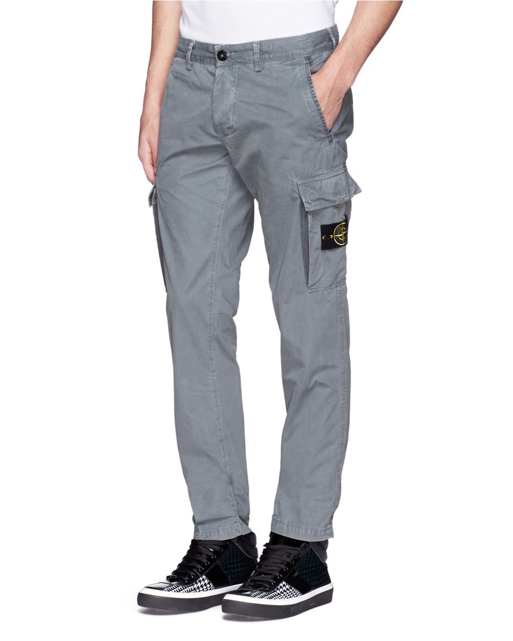 Stone Island Coated Cotton Cargo Pants in Gray for Men | Lyst