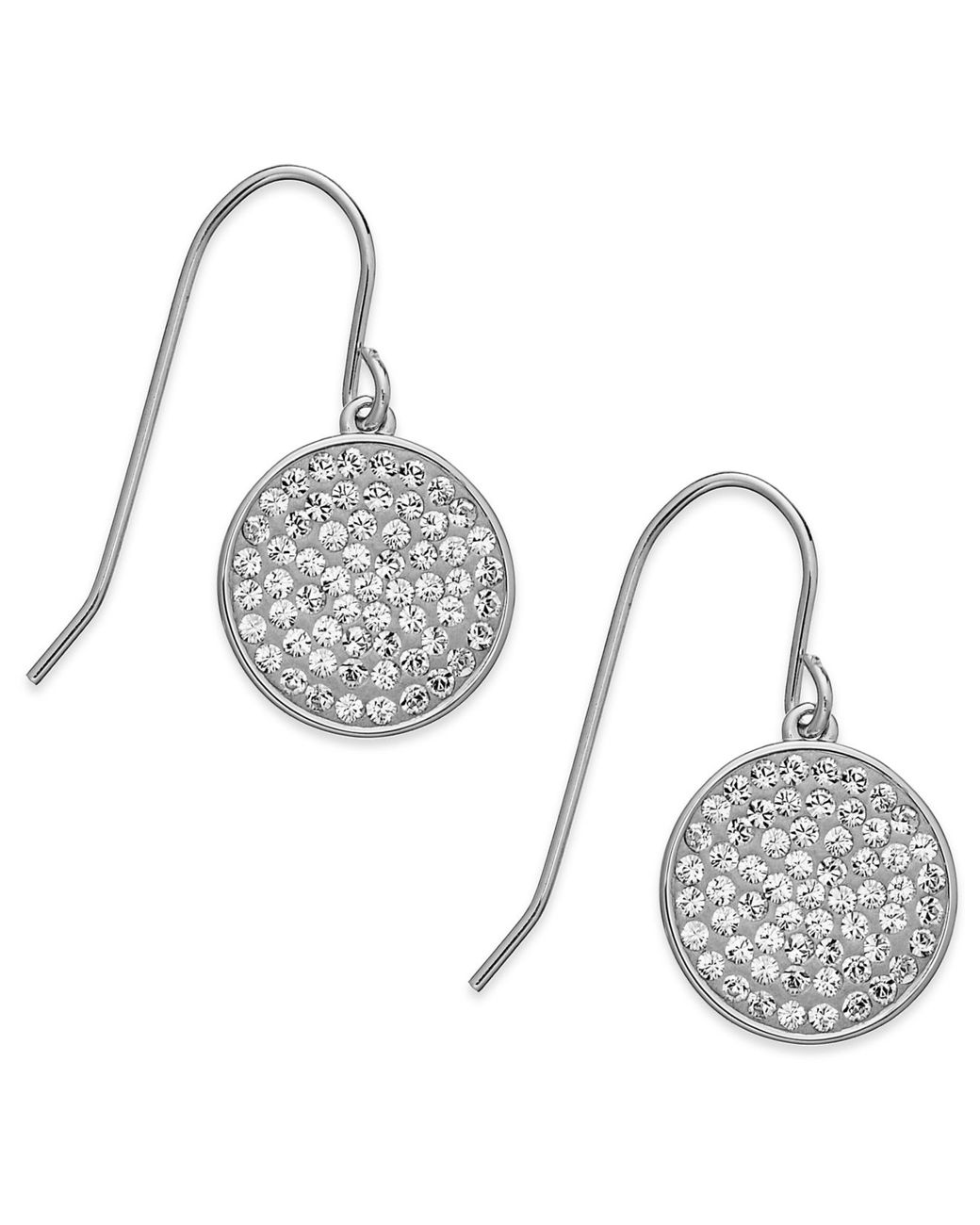 Swarovski Rhodium-Plated Disc Clear Crystal Pave Drop Earrings in White |  Lyst
