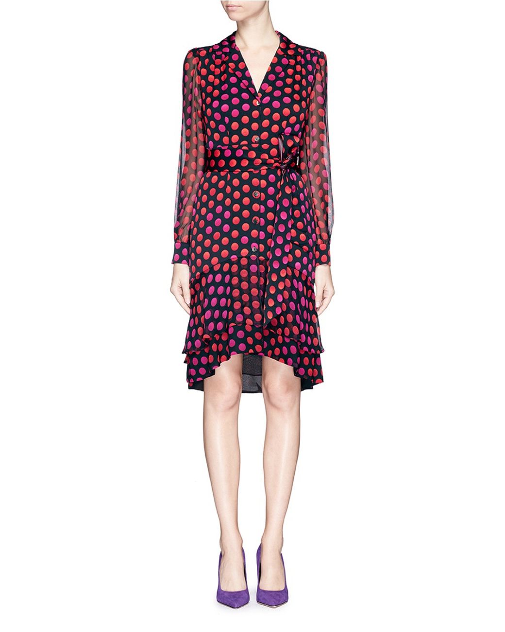 Diane von Furstenberg 'catherine Two' Polka Dot Silk Chiffon Wrap Dress in  Red | Lyst