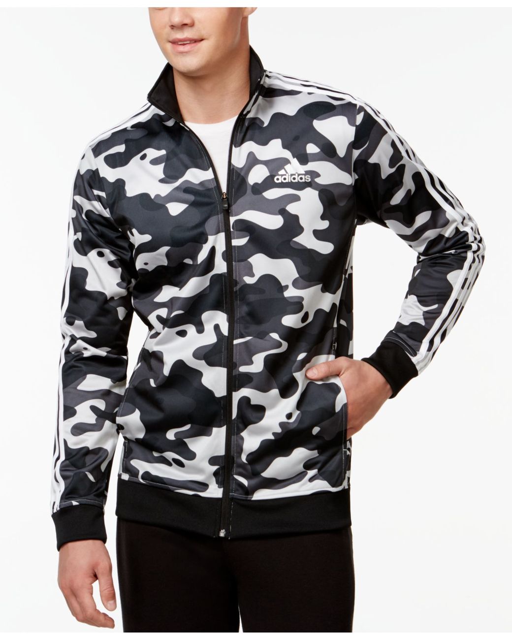 adidas Originals Men's Camo Print Track Jacket in Gray for Men | Lyst