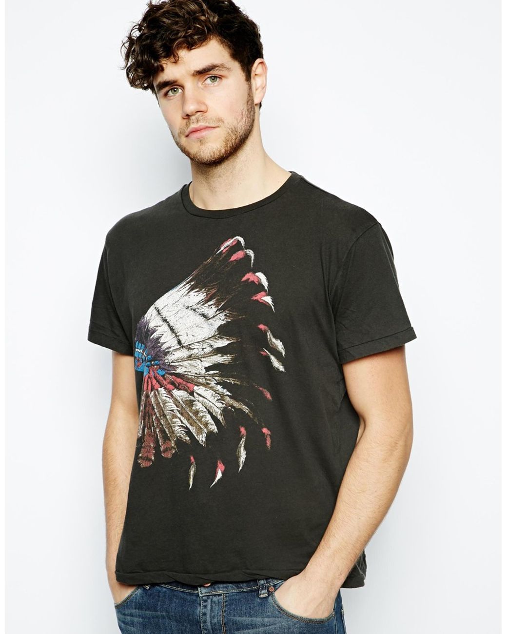 Ralph Lauren Tshirt with Indian Headdress Print in Black for Men | Lyst