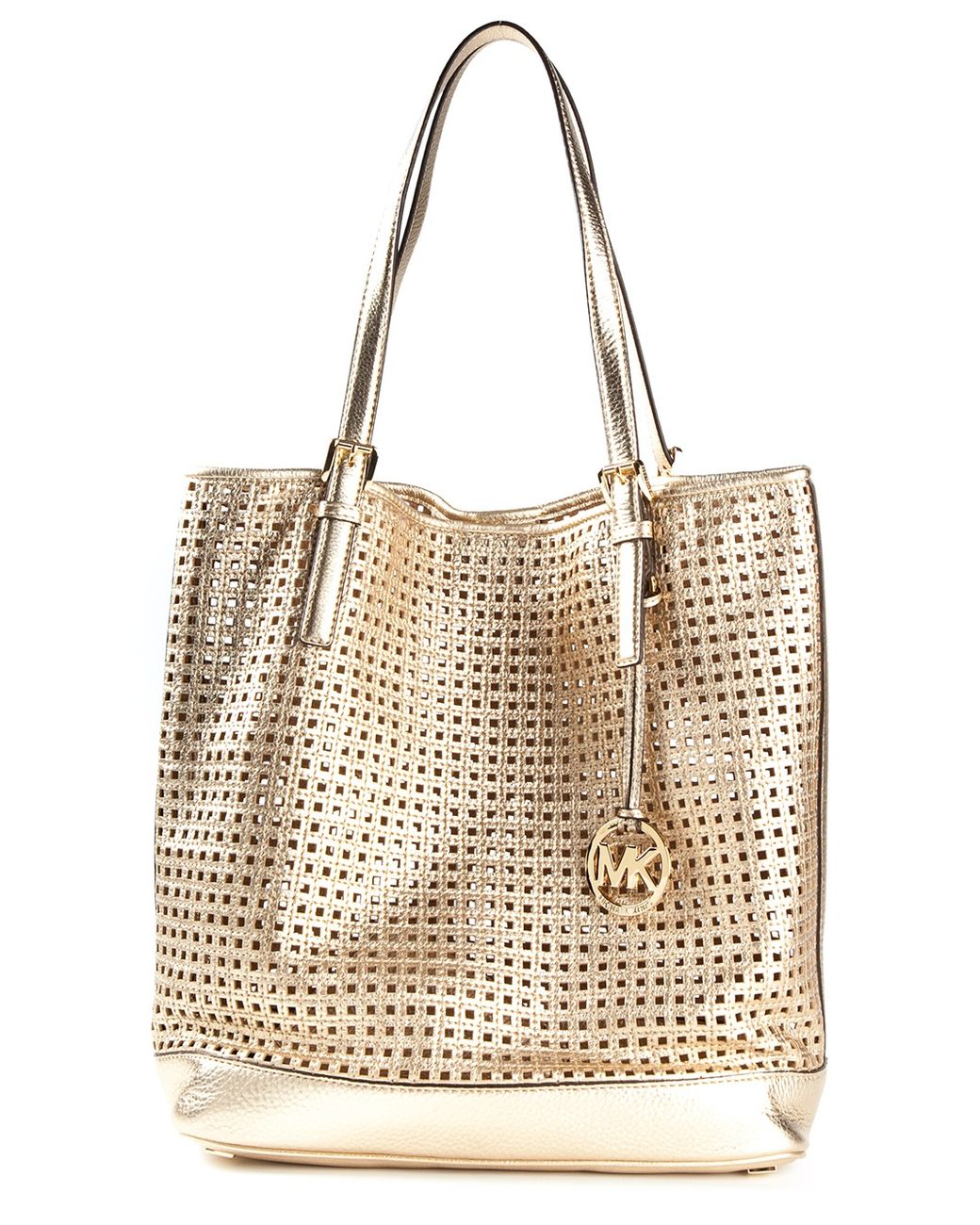MICHAEL Michael Kors Perforated Shopper Tote in Metallic Lyst