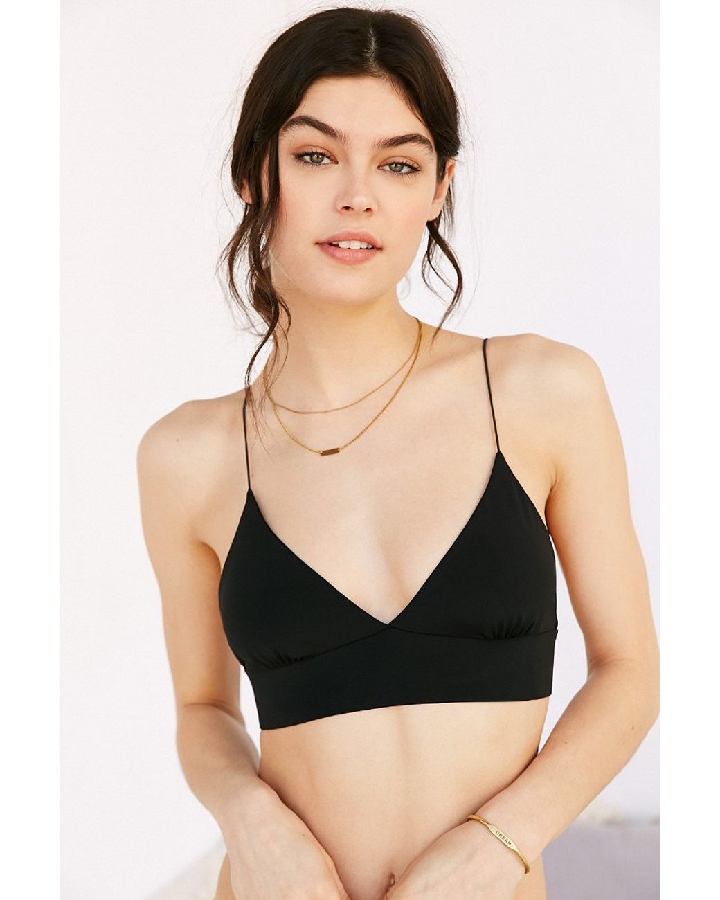 Out From Under Skinny Strap Bra Top in Black | Lyst Canada