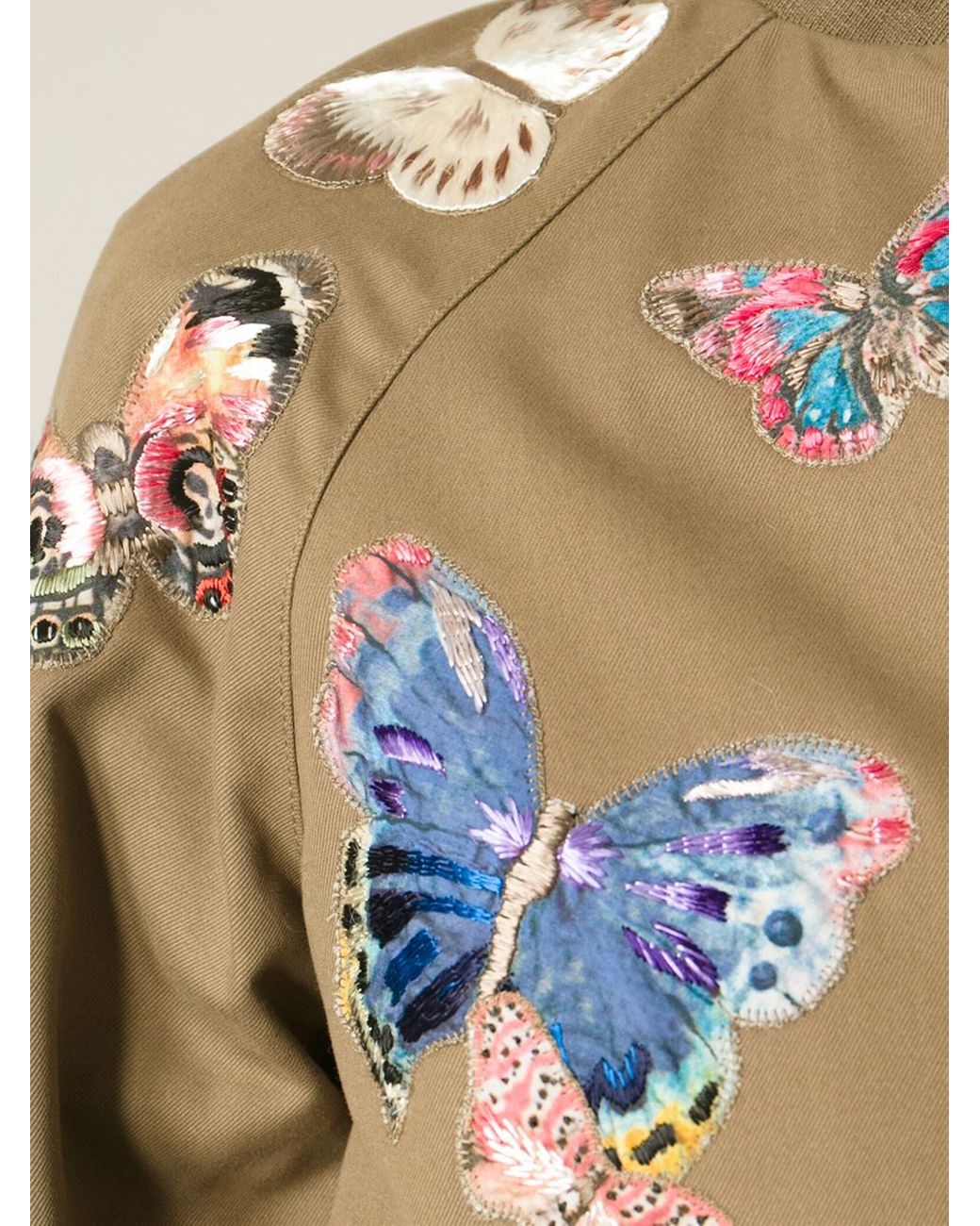 Valentino Stitched Butterfly Bomber Jacket in Brown | Lyst