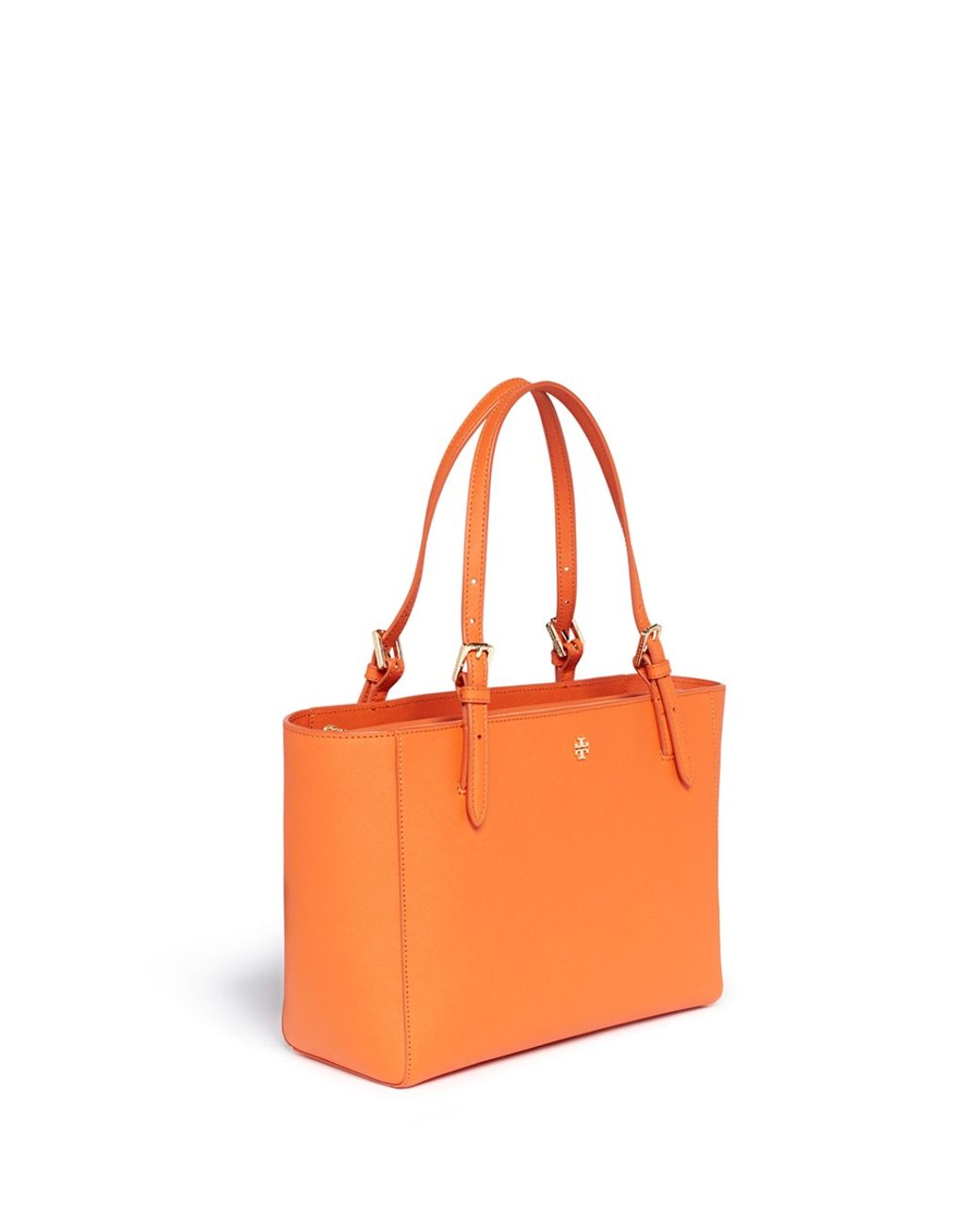 Tory Burch Orange Leather Logo Stripe Tote Bag with Strap 623tor316