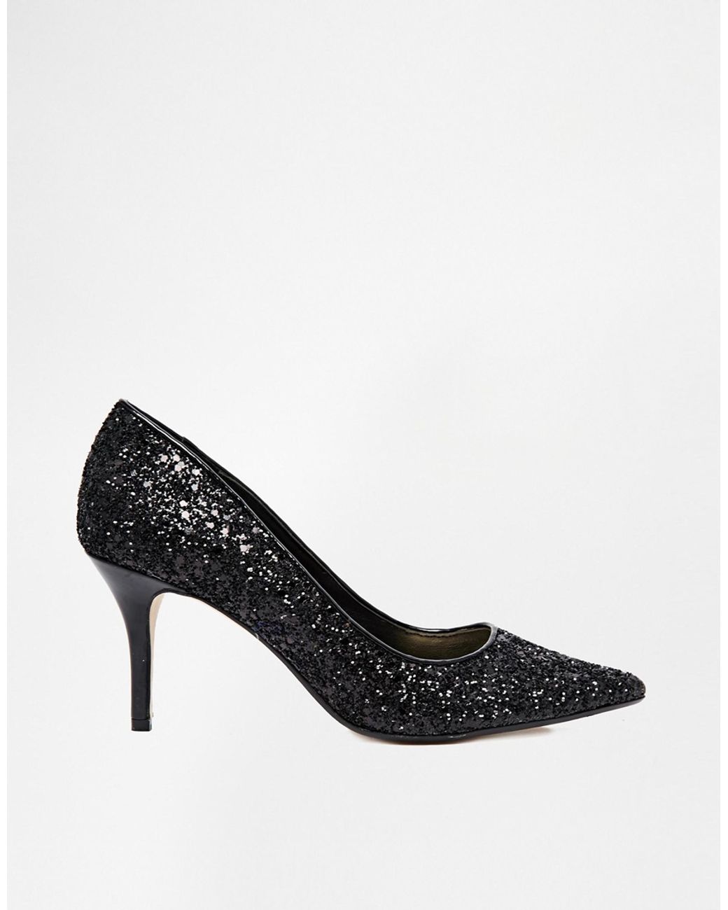NEW IDIFU Black Glitter Sparkle Point Toe Ankle Strap Low Heels Size 6  Shoes | eBay