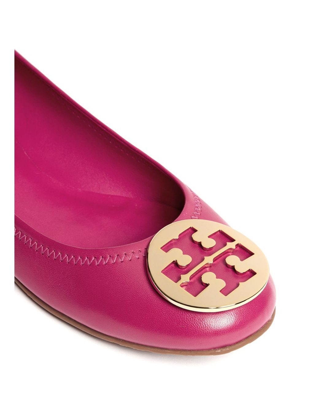 Tory Burch Reva Leather Ballet Flats in Pink | Lyst