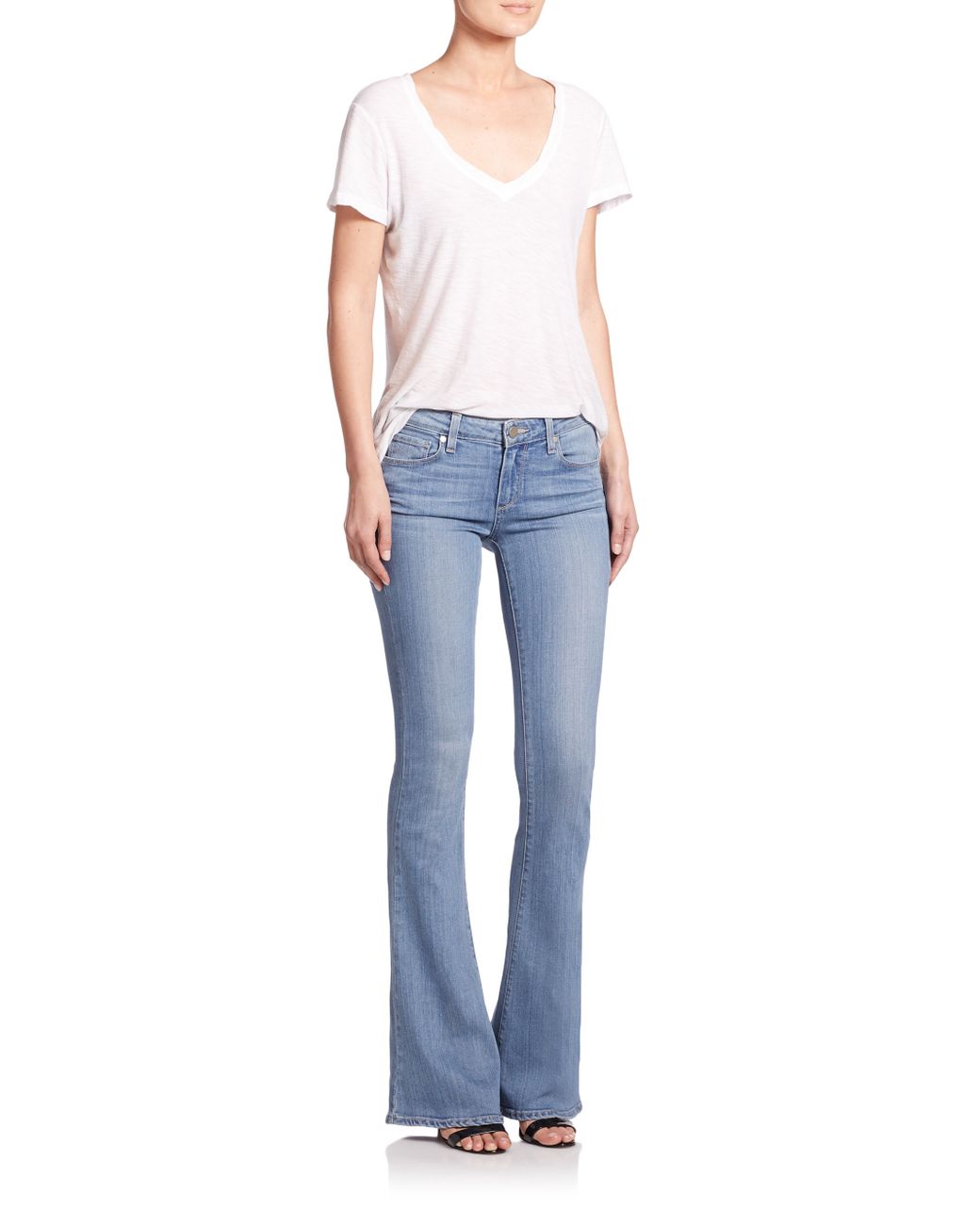 PAIGE Lou Mid-rise Jeans in Blue | Lyst