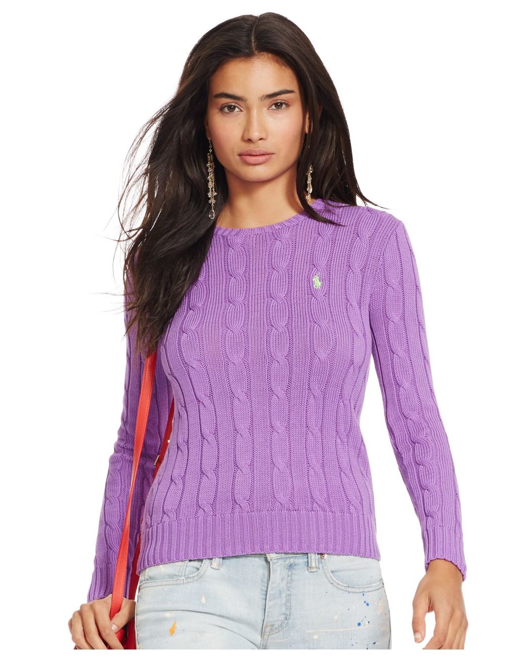 Polo Ralph Lauren Cable-knit Crewneck Sweater in Purple