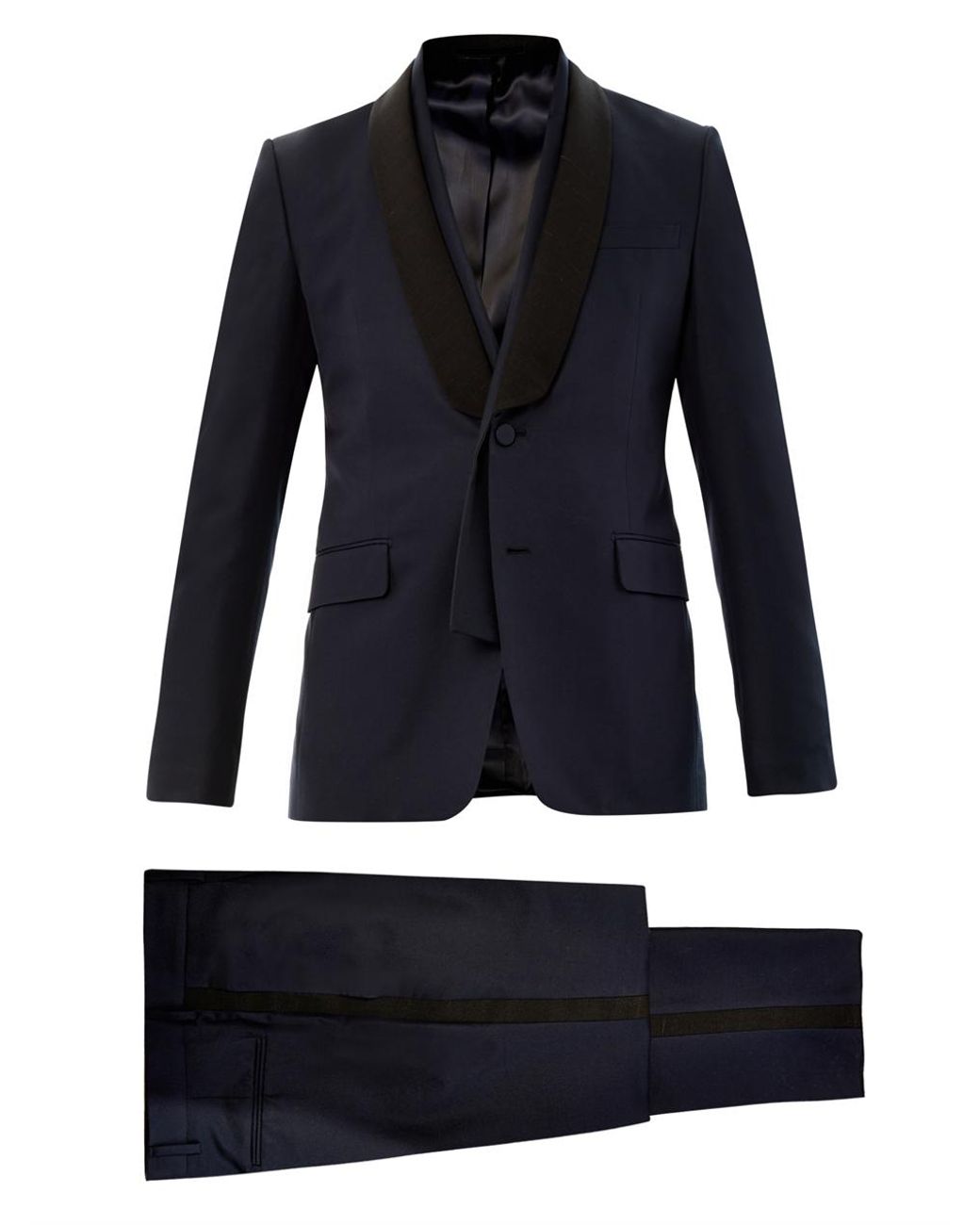 Valentino Shawl Lapel Wool and Silkblend Tuxedo in Blue for Men | Lyst