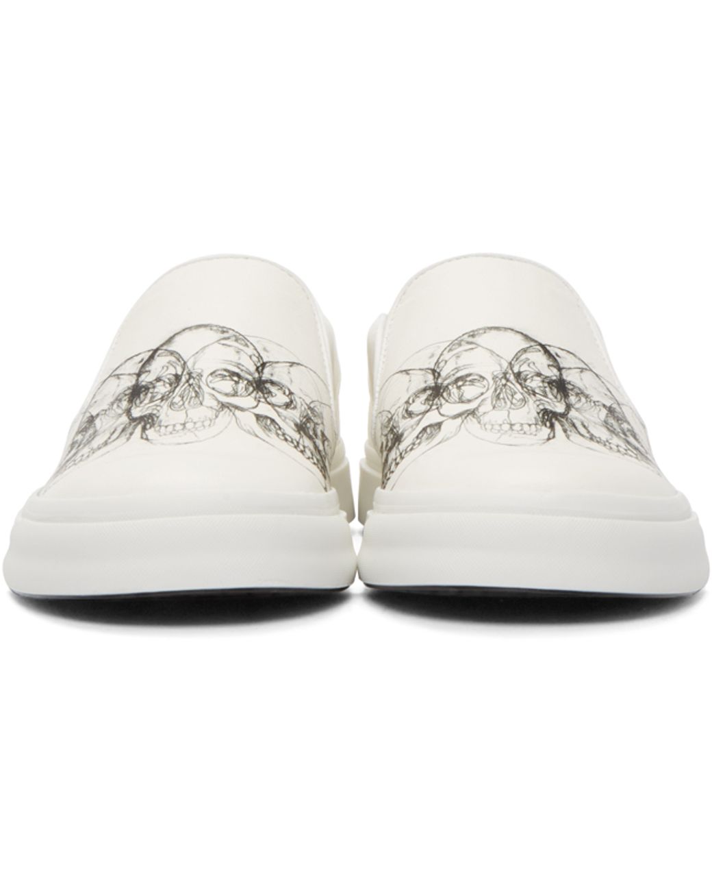Alexander McQueen White Skull Print Slip-on Sneakers for Men | Lyst