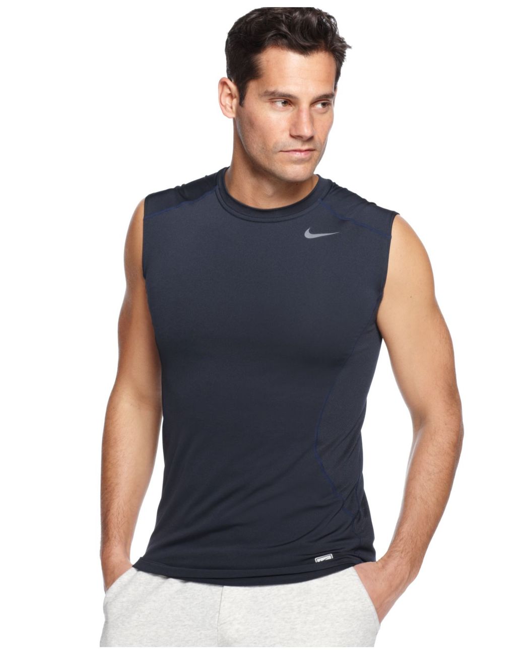 Nike Pro-Combat Dri-Fit Fitted Sleeveless Tee in Black Men | Lyst