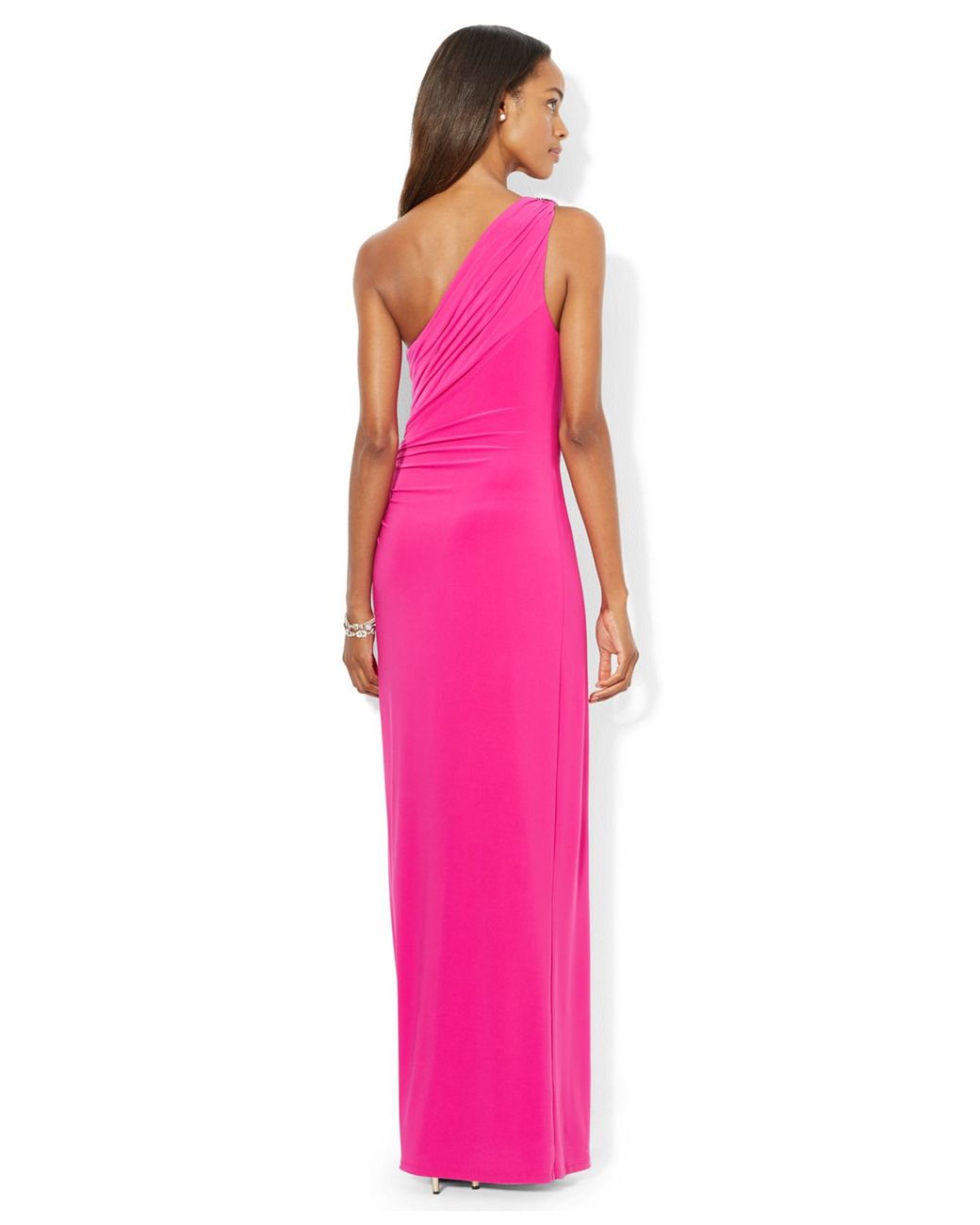 Lauren by Ralph Lauren One-Shoulder Evening Gown in Pink | Lyst