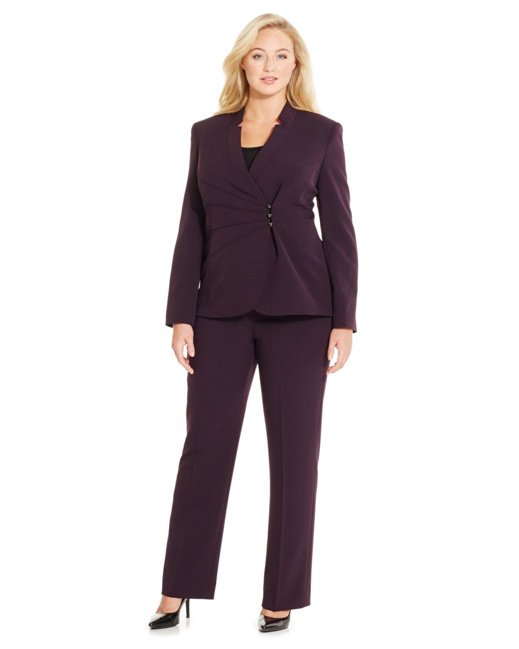 Calvin Klein Tahari Asl Plus Size Asymmetrical Pant Suit in Purple | Lyst