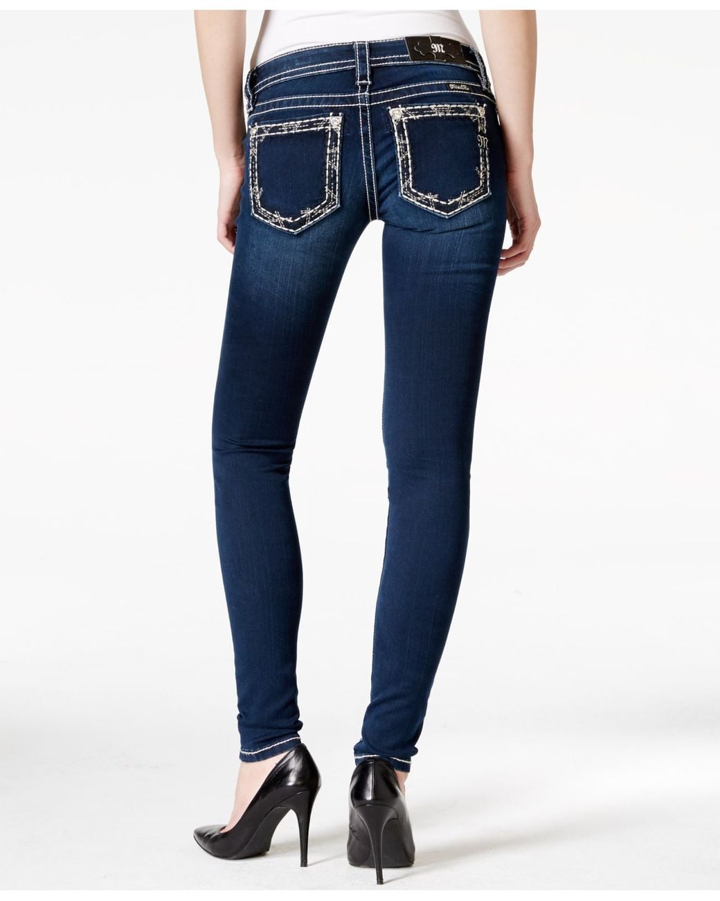 Miss Me Clean White-stitch Skinny Dark 