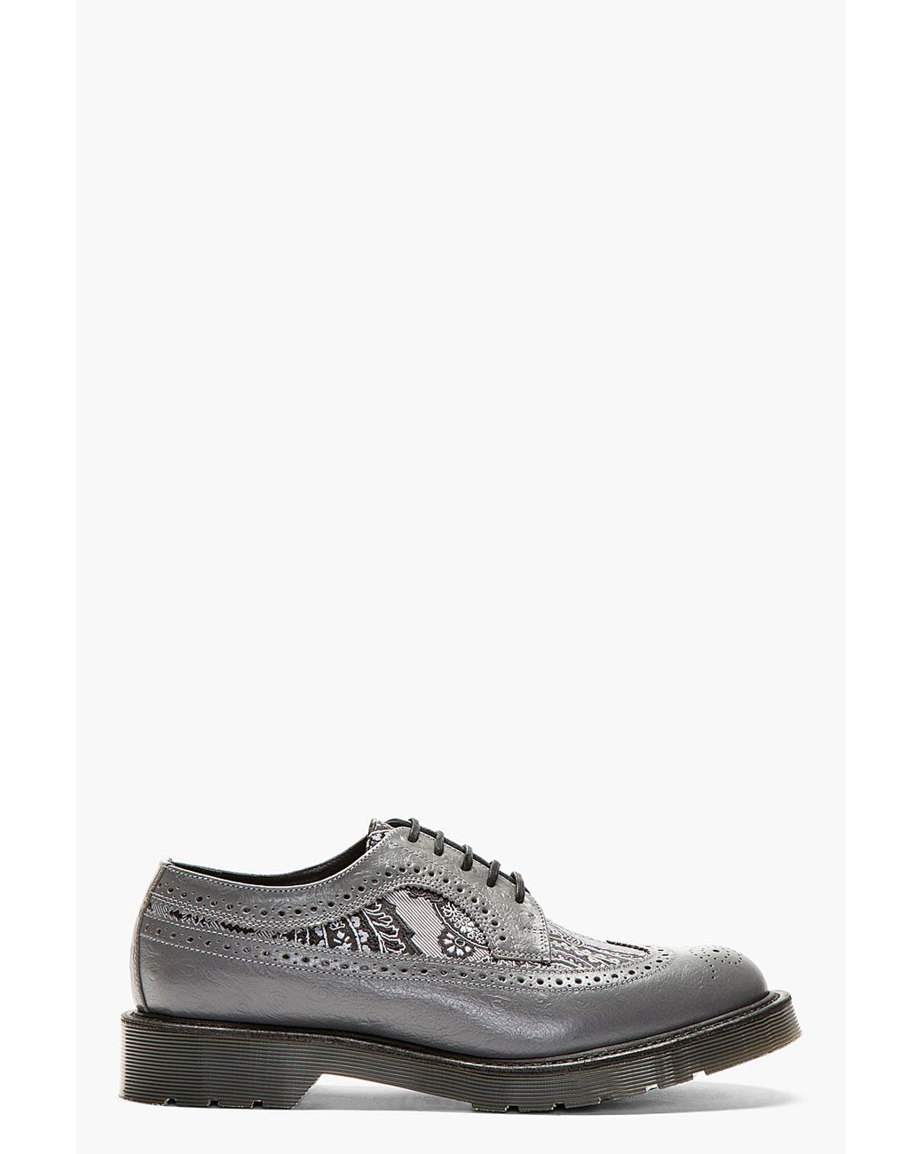 Dr. Martens Grey Leather Paisley Longwing Brogues in Gray for Men | Lyst
