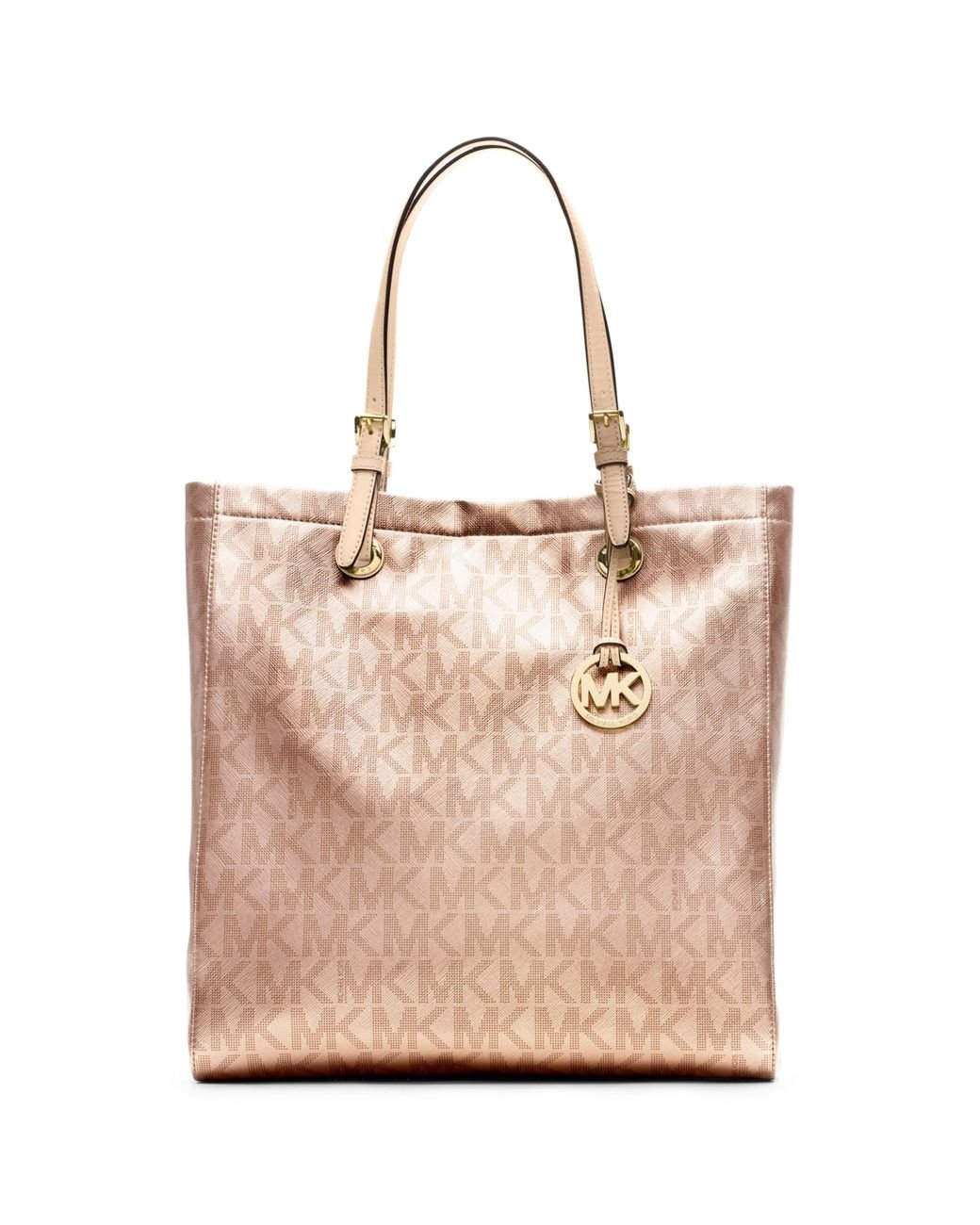 Michael kors kenly large north south tote pvc leather vanilla mk signature  pink