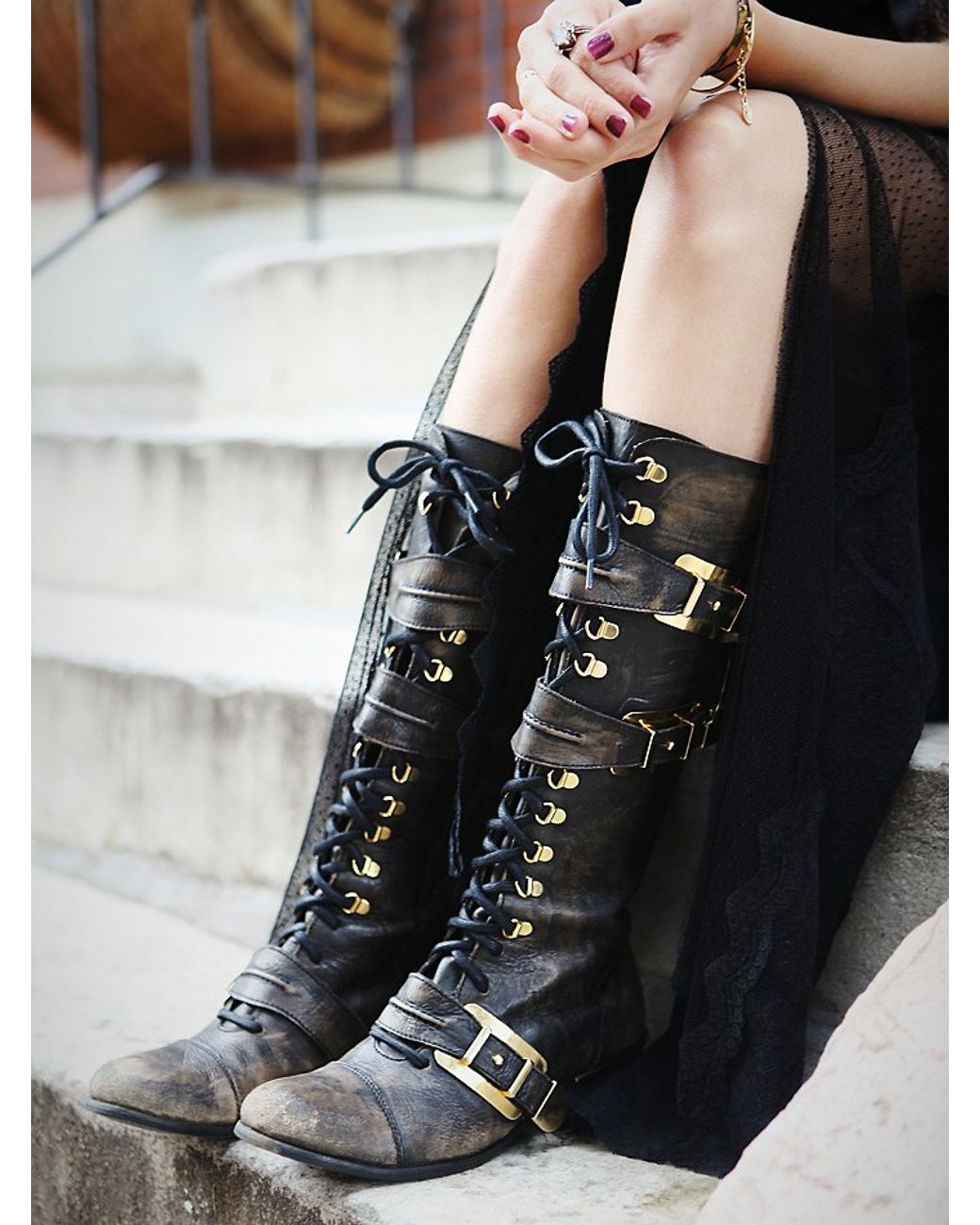 Free People Emmett Strap Lace-Up Boot 8 NEW
