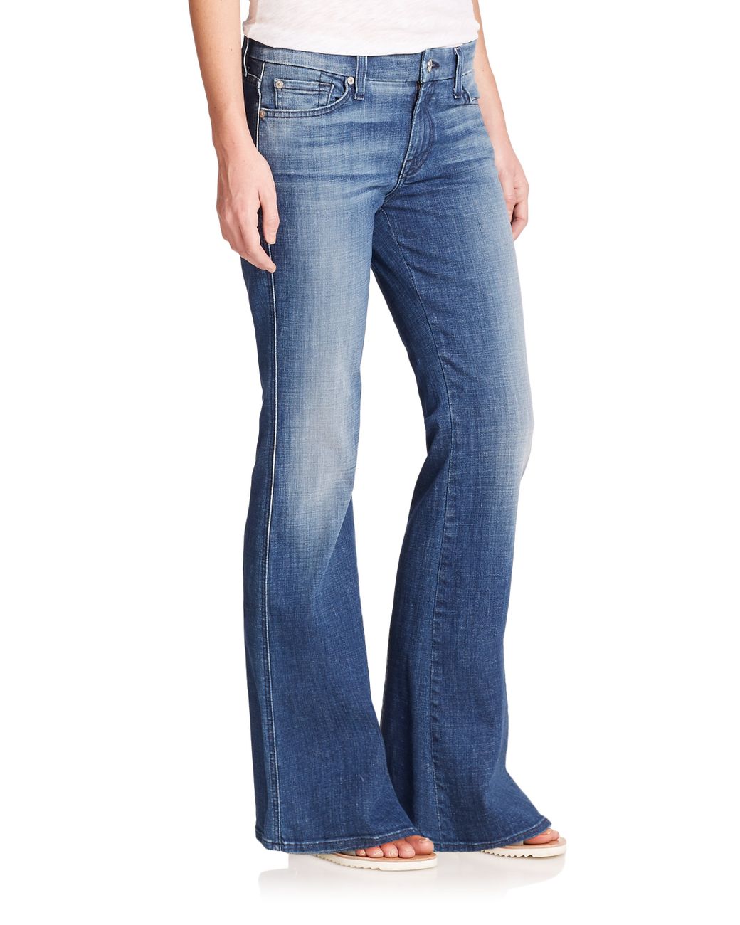 7 For All Mankind Short Inseam A-pocket Flared Jeans in Blue | Lyst