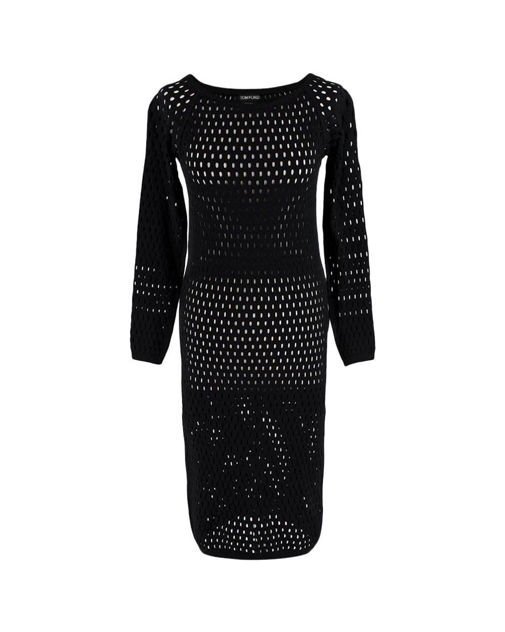 Tom Ford Synthetic Fishnet Long Sleeve Dress - Size S in Black - Lyst