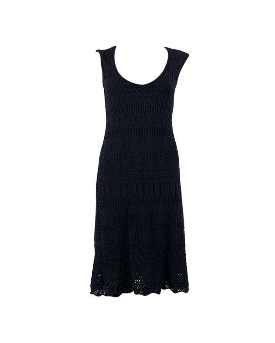 Prada Cotton Navy Sleeveless Knit Dress 44 in Blue - Lyst