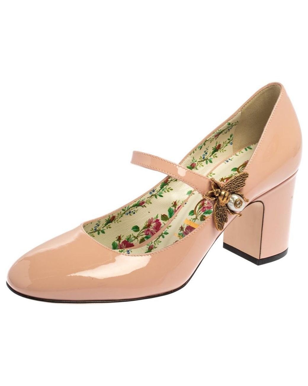 Gucci Patent Leather Lois Bee Mary Jane Pumps Size 37 in Pink Lyst