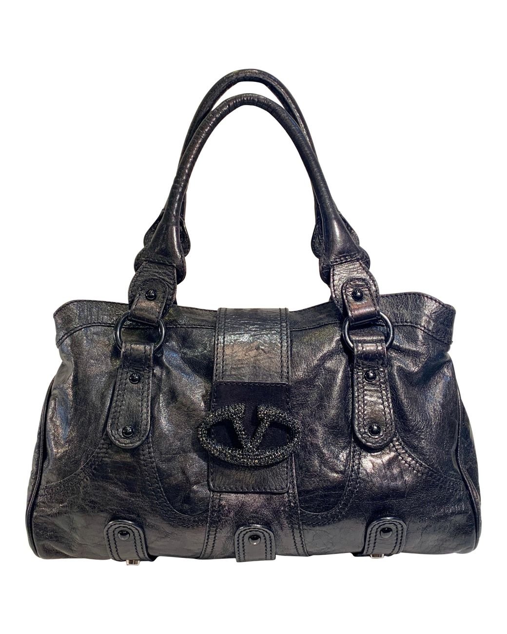 Valentino Garavani Chic Valentino Metallic Leather Catch Purse With