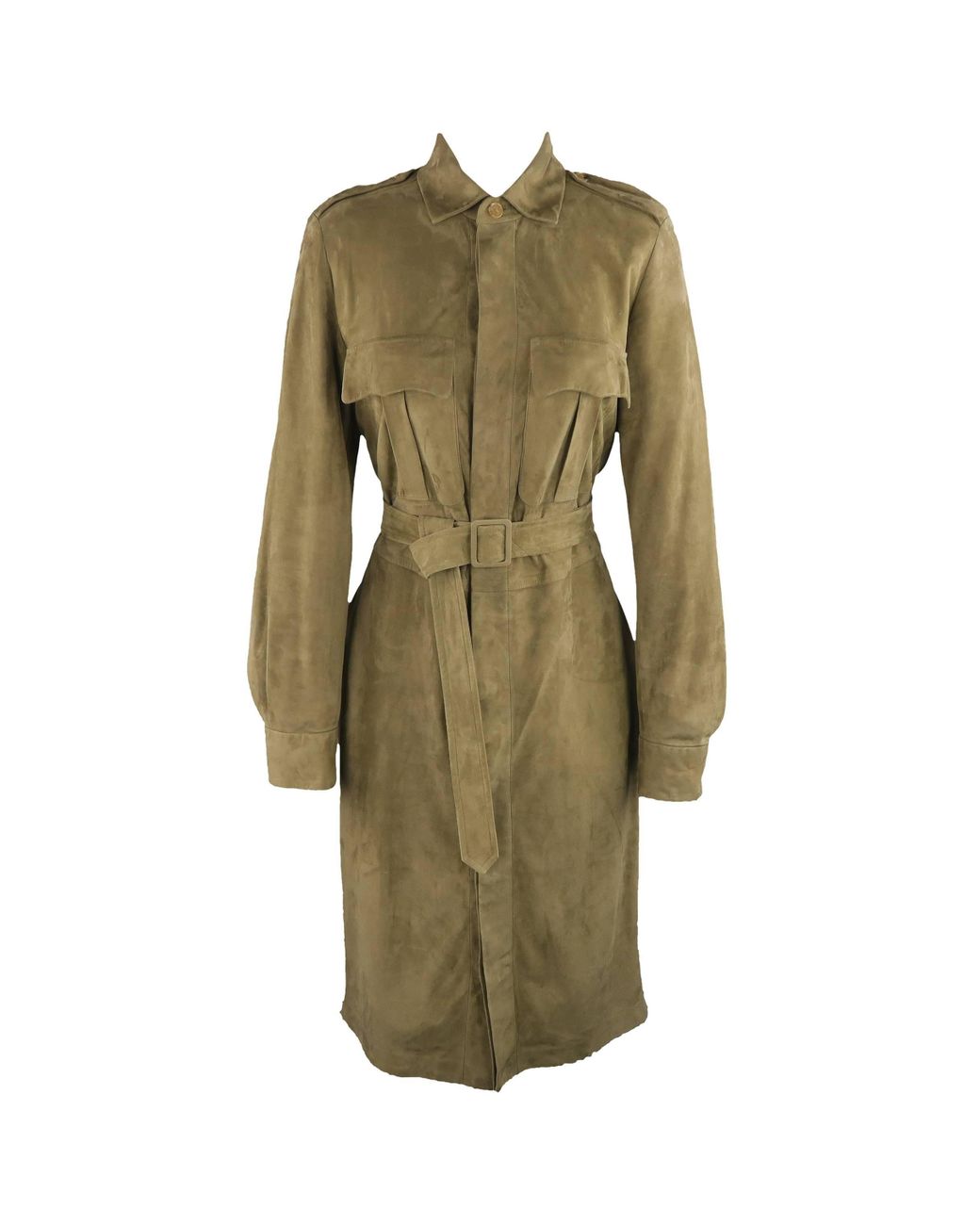 Ralph Lauren Collection Olive Suede Safari Dress - Size 8 in Green - Lyst