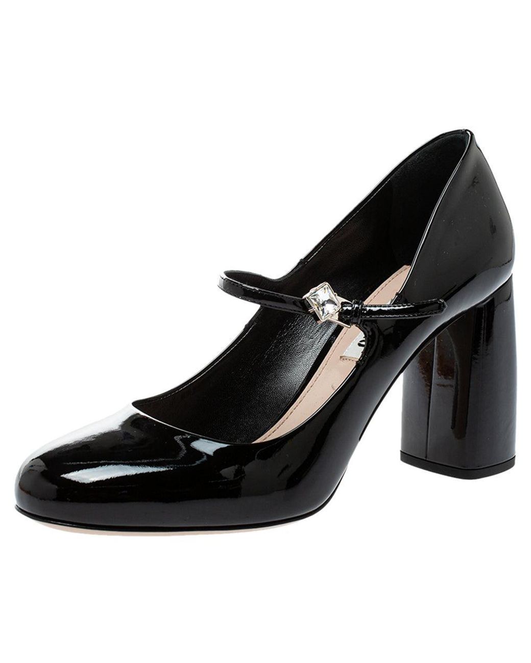 Miu Miu Patent Leather Mary Jane Pumps Size 37 in Black - Lyst