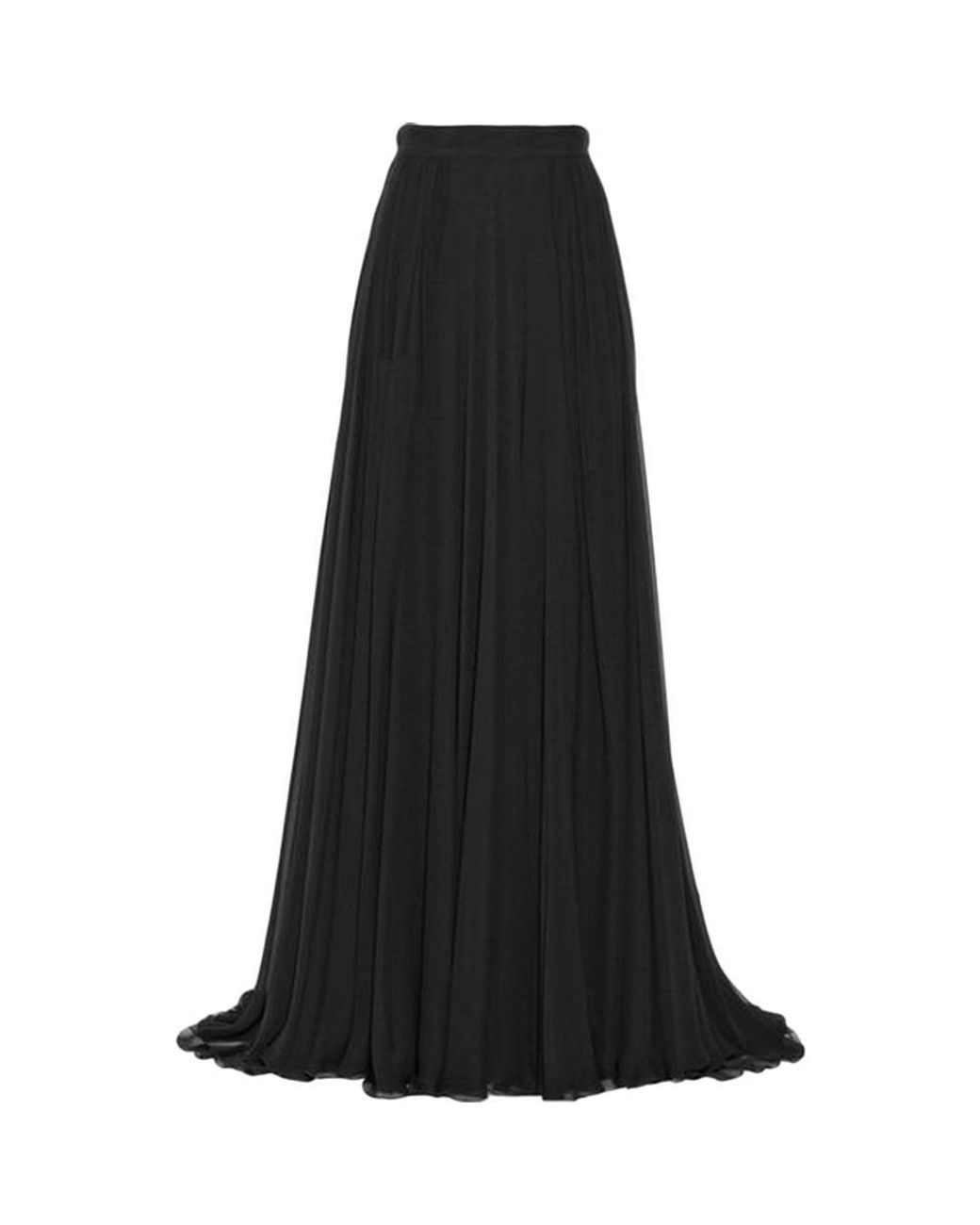 Elie Saab Pleated Silk-chiffon Maxi Skirt in Black - Lyst