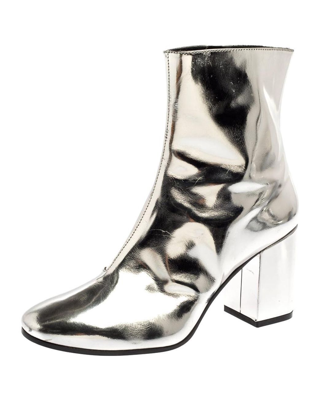 Balenciaga Metallic Patent Leather Ankle Boots Size 37 - Lyst