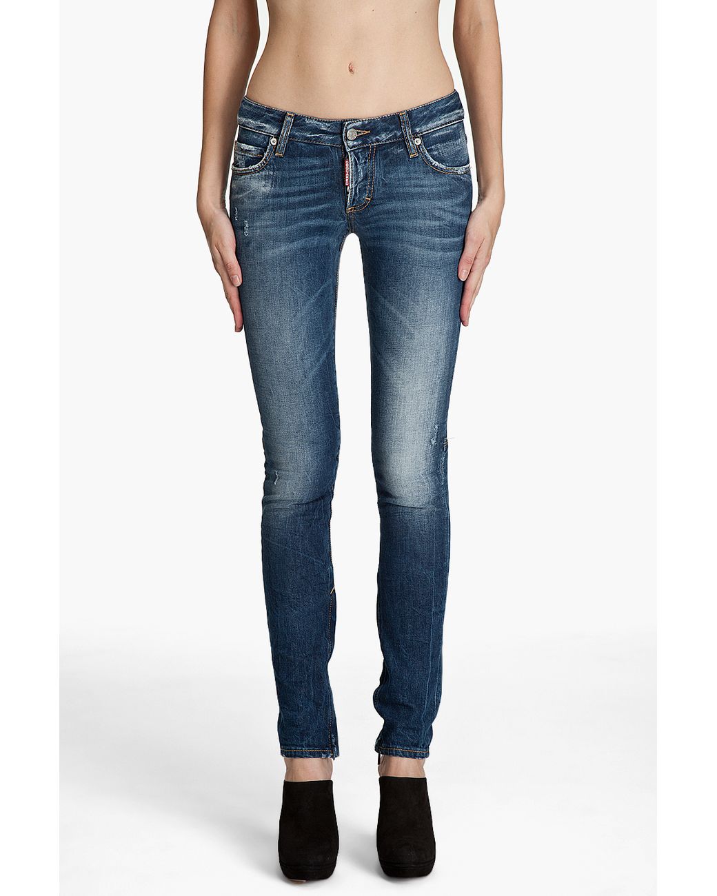 DSquared Super Skinny Low Rise Jeans in Blue Lyst