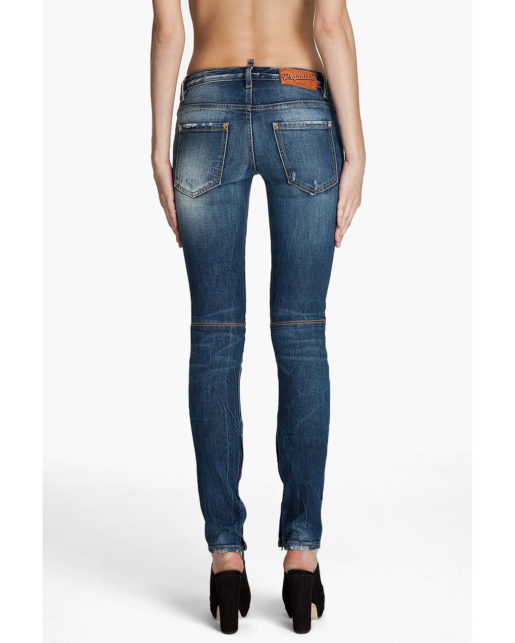 DSquared² Super Skinny Low Rise Jeans in Blue | Lyst