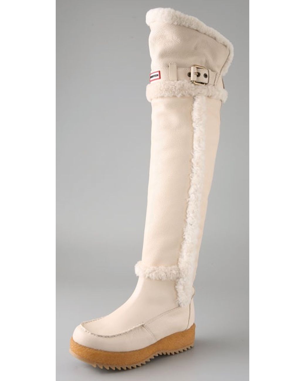 HUNTER Cervina Overtheknee Shearling Boots in Natural Lyst