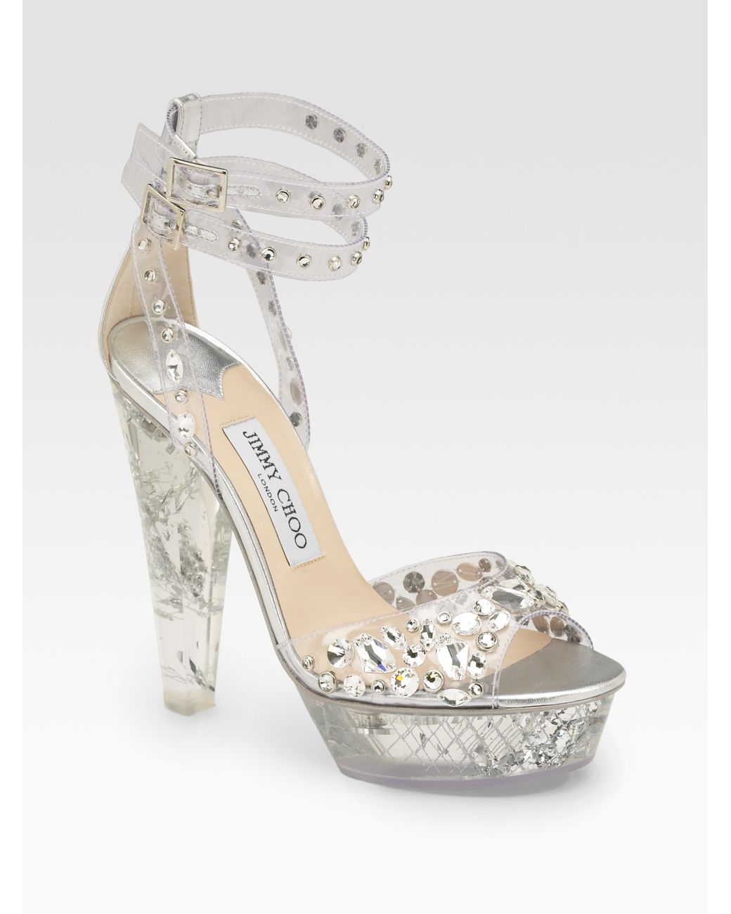 Jimmy Choo Niagra Plex Crystaladorned Platform Sandals in Metallic Lyst