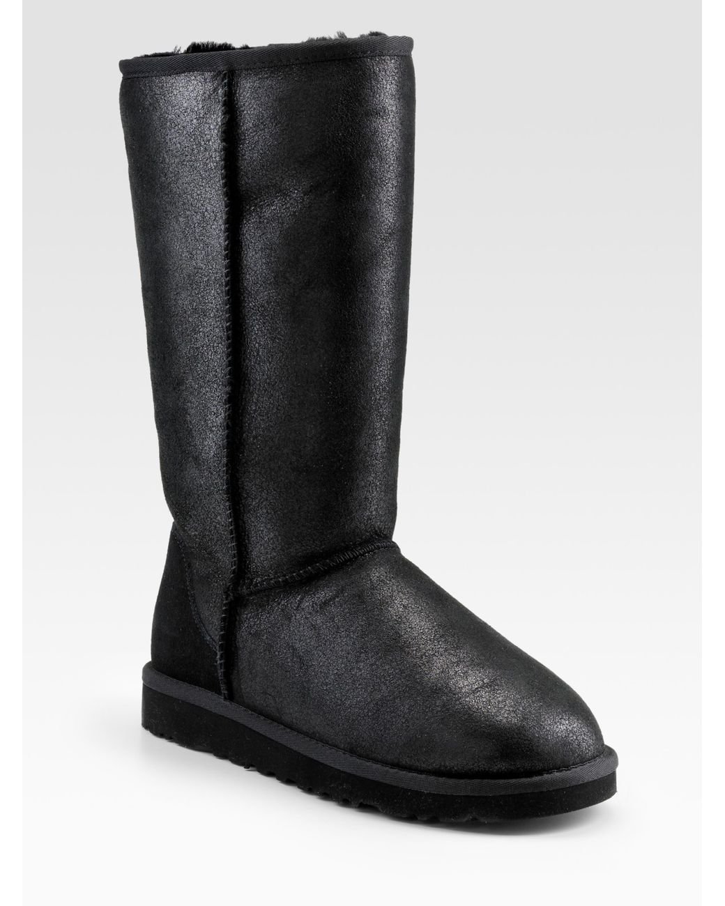 UGG Classic Leather Tall Bomber Boots in Black